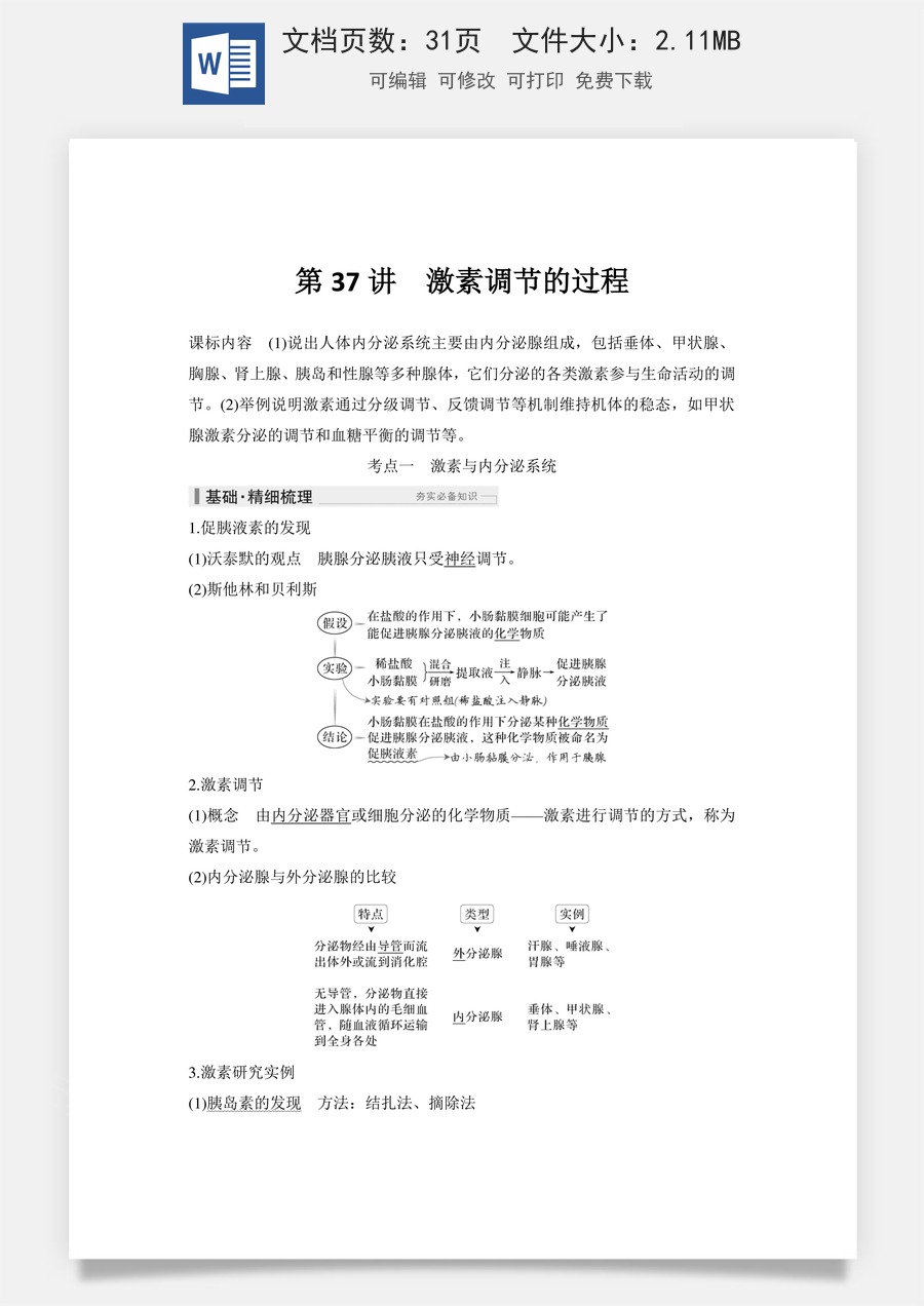高中-高考总复习-生物-第37讲　激素调节的过程.doc